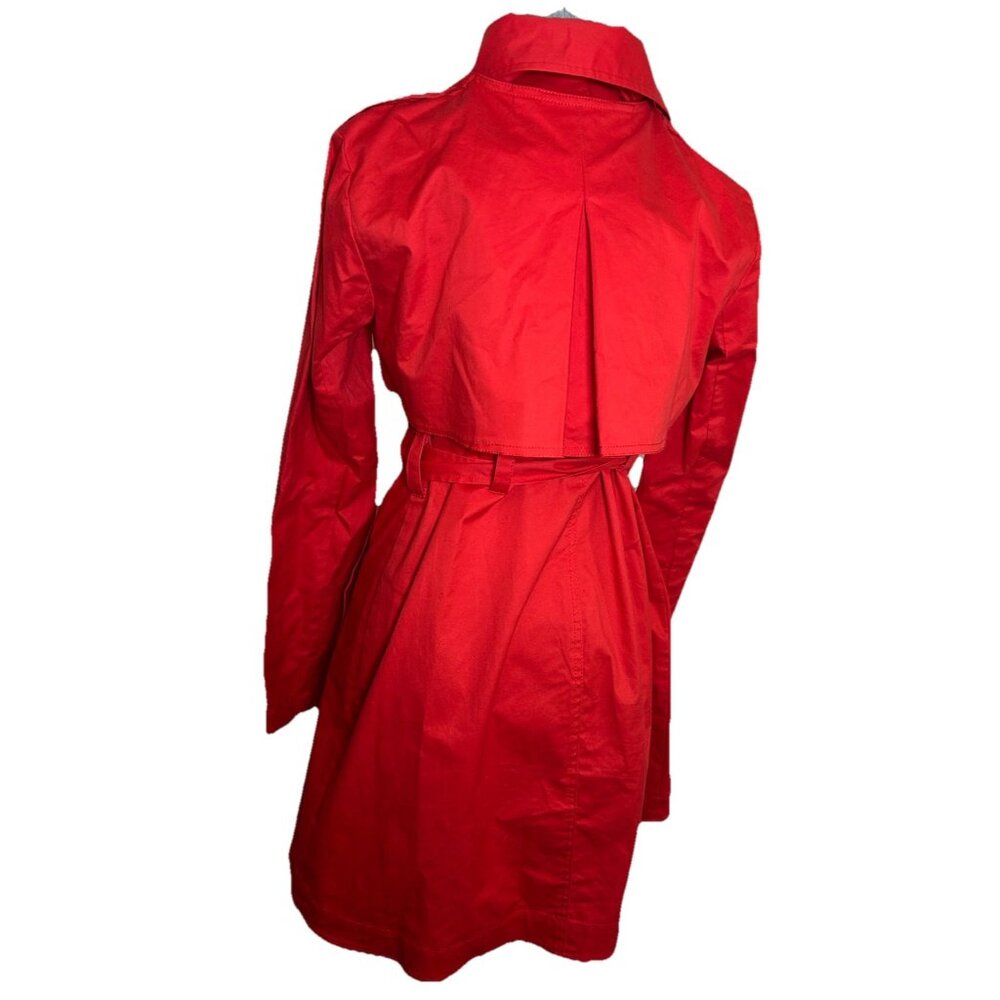 Cabi Red Trench Coat Sz 6 Jacket Detachable Upper Double Breasted Belted Convert - Picture 3 of 16